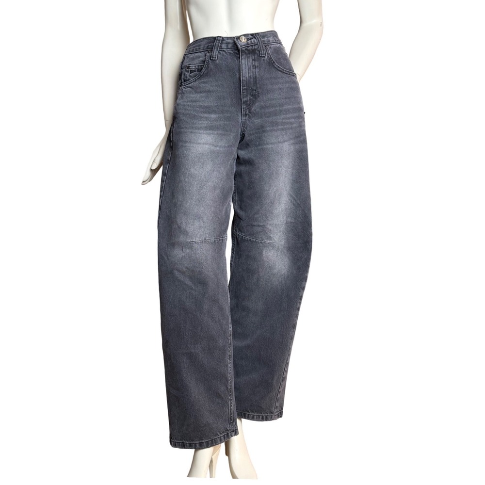 BDG Baggy Jeans Cinch Back Wide Leg Faded Black Grunge Streetwear Gorpcore Sz 26